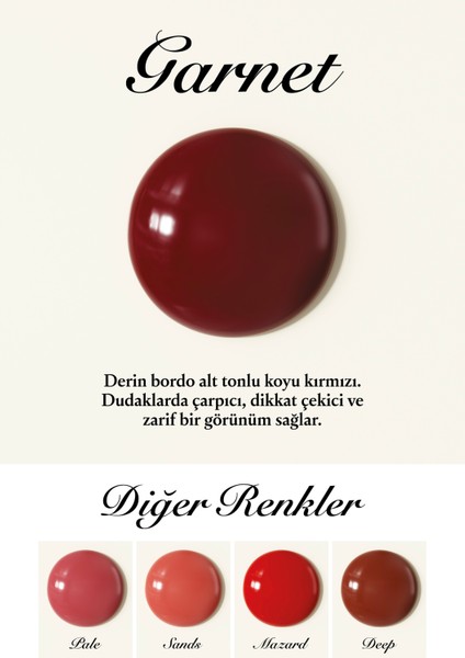 Gaddot Garnet - Nemlendirici Parlak Bordo Ruj - Tek Sürüşte Yoğun Renk modelleri