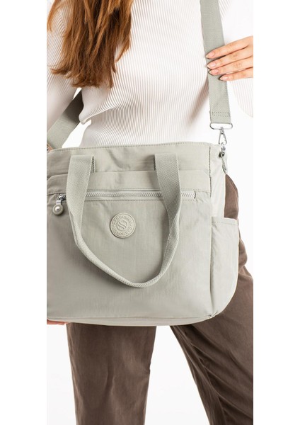 Kadın Büyük Boy Bölmeli Suya Dayanıklı Çapraz ve Omuz Askılı Çanta Gri fırsatları