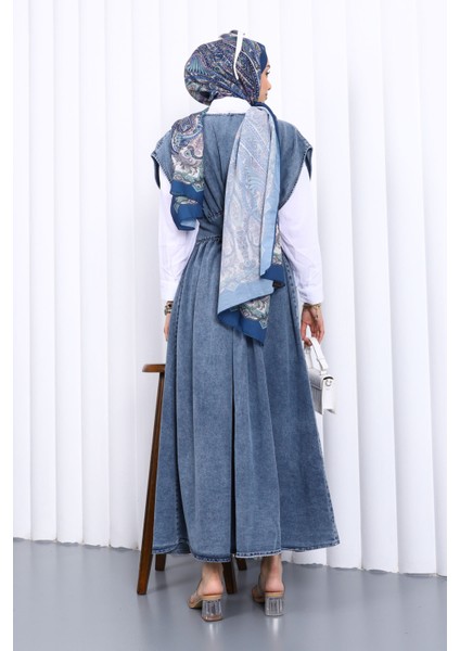 Mavi Kruvaze Yaka Düğmeli Kot Elbise fırsatları