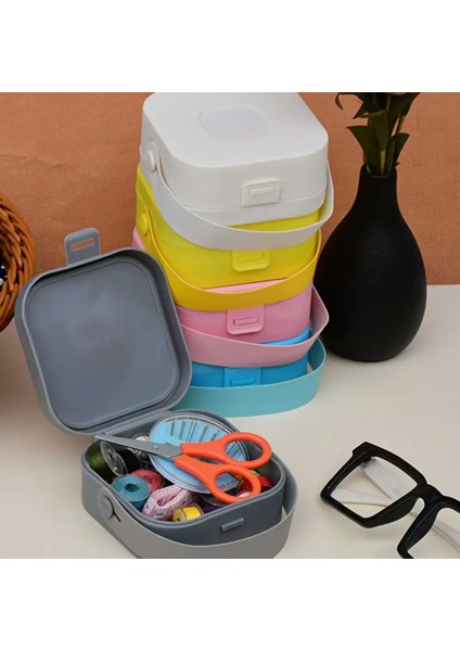 Mini Plastik Çantalı Dikiş Kutusu, Taşınabilir Dikiş Seti, Iğne Seti, Iplik Seti, Seyahat Dikiş Seti fırsatları