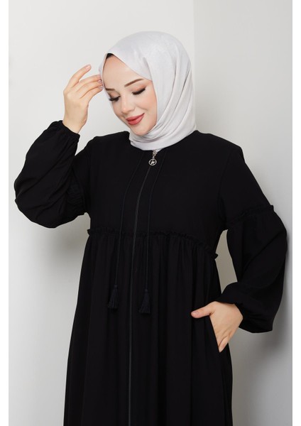 Gündelik Hac ve Umrelik Büzgülü Bağcıklı Ferace modelleri