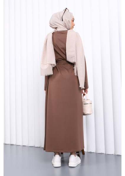 Koyuv Vizon Bisiklet Yaka Bel Kuşaklı Elbise fırsatları