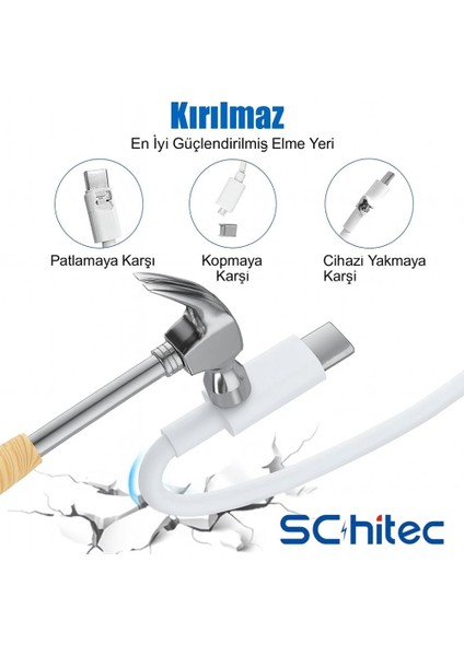 3 Paket 6A 100W Type-C To Type-C Hızlı Data ve Süper Şarj Kablosu 1 Metre / 2 Metre / 3 Metre Beyaz SX102030 modelleri