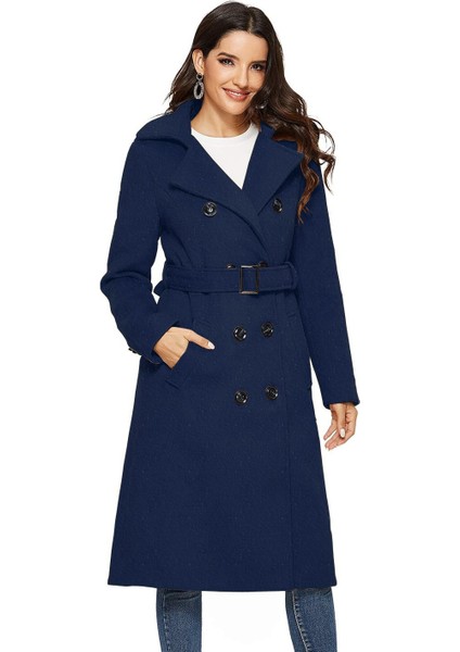 Aksesuar Detaylı Kaşe Kaban Kemerli