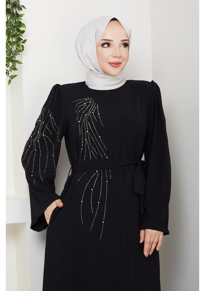 Önü ve Kolu Taşlı Reglan Kol Ferace