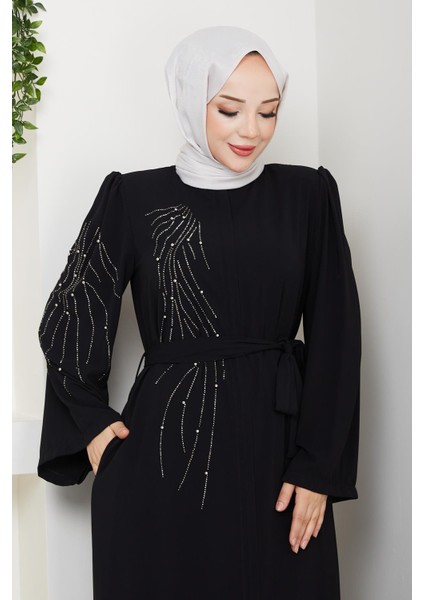 Önü ve Kolu Taşlı Reglan Kol Ferace modelleri