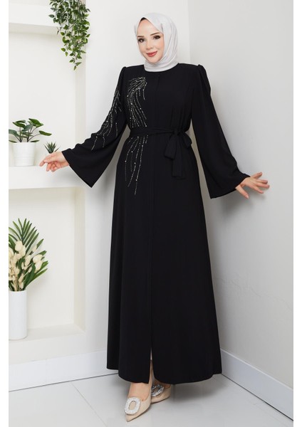 Önü ve Kolu Taşlı Reglan Kol Ferace indirimleri