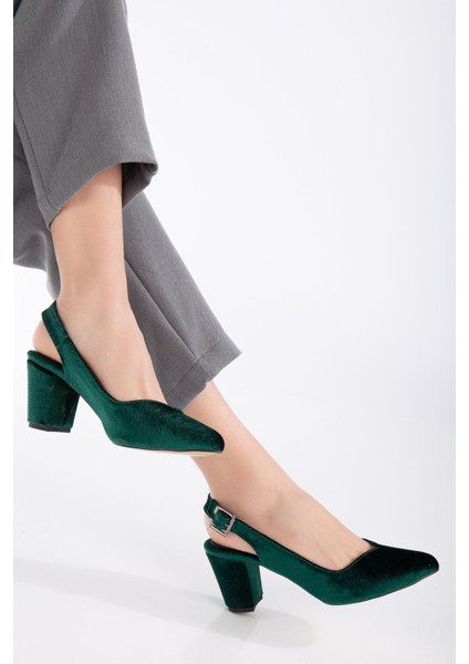Milika Haki Yeşili Kadife Sivri Burunlu Topuklu Kadın Ayakkabı fiyatları