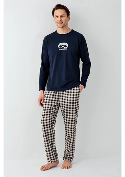 Uzun Kol Ekoseli Erkek Pijama Takım 3511