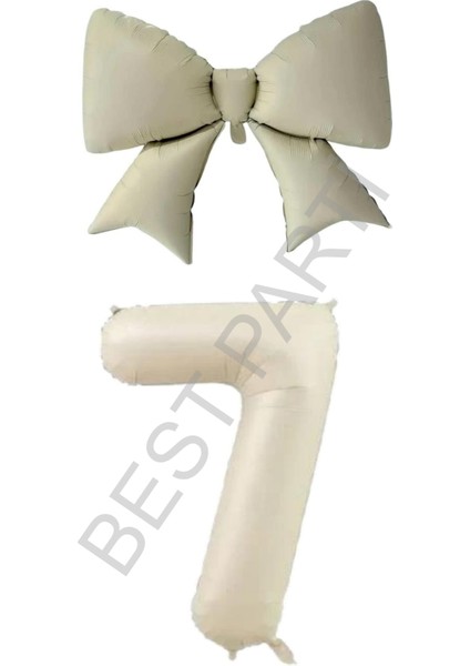 Krem Renk Fiyonk Rakam Folyo Balon Seti Yaş 7