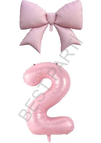 Pembe Renk Fiyonk Rakam Folyo Balon Seti Yaş 2