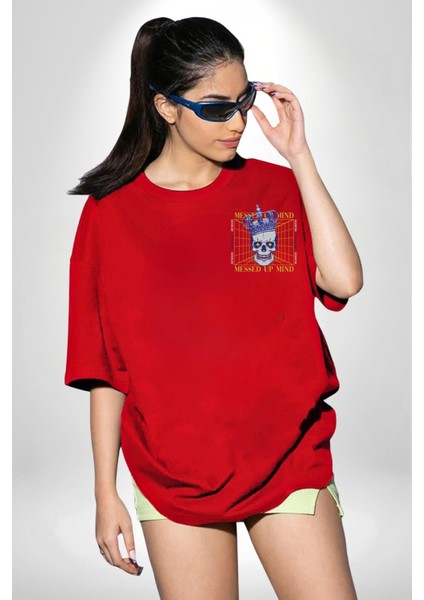 Adil Zihin Karışın Zihin Kral Iskelet Minimal Cep Baskılı Pamuklu Penye Kadın Erkek Kırmızı Tişört fiyatları
