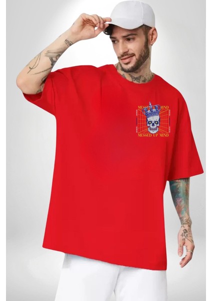 Adil Zihin Karışın Zihin Kral Iskelet Minimal Cep Baskılı Pamuklu Penye Kadın Erkek Kırmızı Tişört modelleri