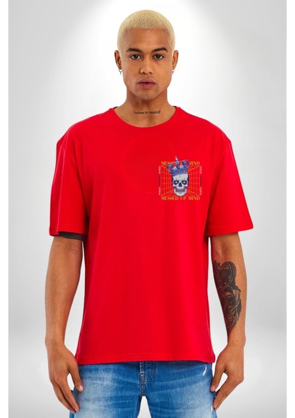 Adil Zihin Karışın Zihin Kral Iskelet Minimal Cep Baskılı Pamuklu Penye Kadın Erkek Kırmızı Tişört indirimleri