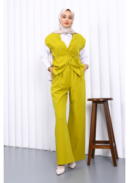 Yağ Yeşili Yelek Pantolon Ikili Takım fiyatları