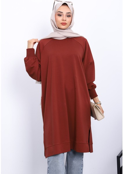 Kiremit Yanları Yırtmaçlı Modal Tunik modelleri