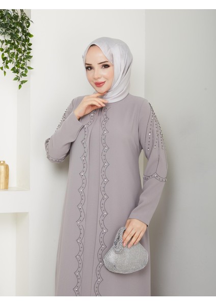 Büyük Beden Tam Boy Pelerinli Anne Elbisesi