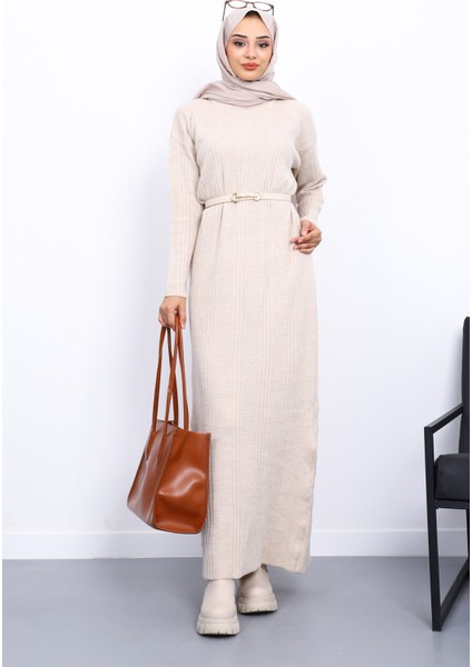 Taş Dik Yaka Fitilli Triko Elbise fiyatları