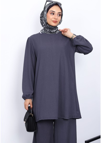Füme Bürümcük Tunik Pantolonlu Takım modelleri