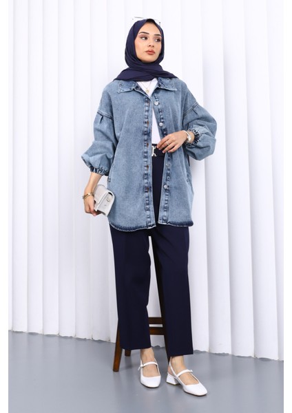 Mavi Kol Lastikli Cepli Kot Ceket fiyatları