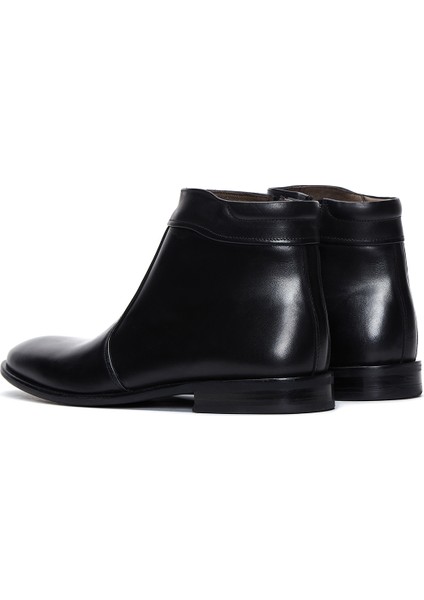 Erkek Siyah Fermuarlı Deri Klasik Bot 25WFD601618