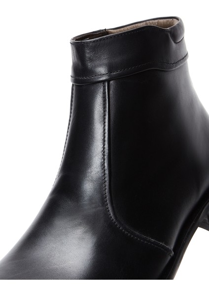 Erkek Siyah Fermuarlı Deri Klasik Bot 25WFD601618