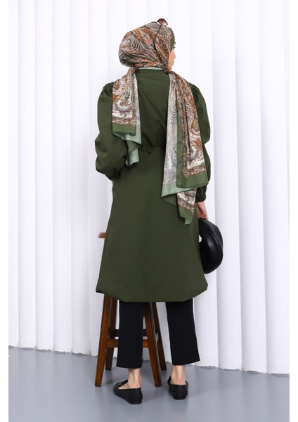 Haki Çıtçıtlı Bel Lastikli Trençkot fırsatları