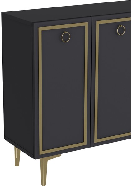 Wollydd (KM120) Konsol-Çok Amaçlı Dolap Antrasit-Altın