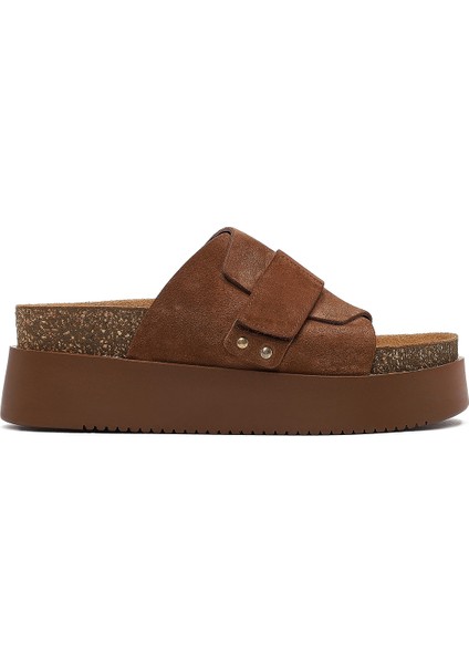 Kadın Taba Bantlı Kalın Tabanlı Süet Deri Terlik 25SFD132710