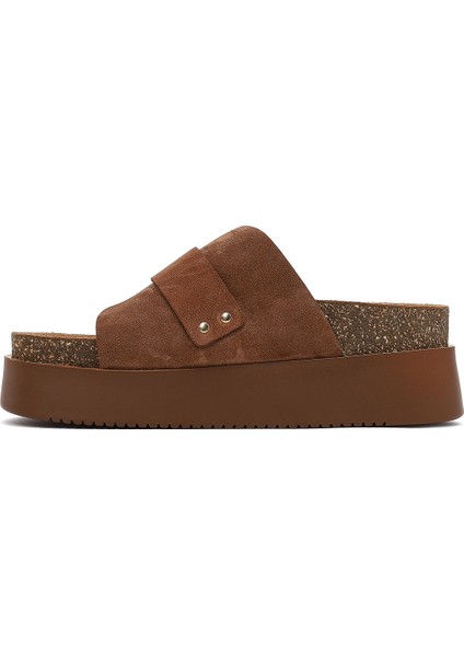 Kadın Taba Bantlı Kalın Tabanlı Süet Deri Terlik 25SFD132710 fiyatları