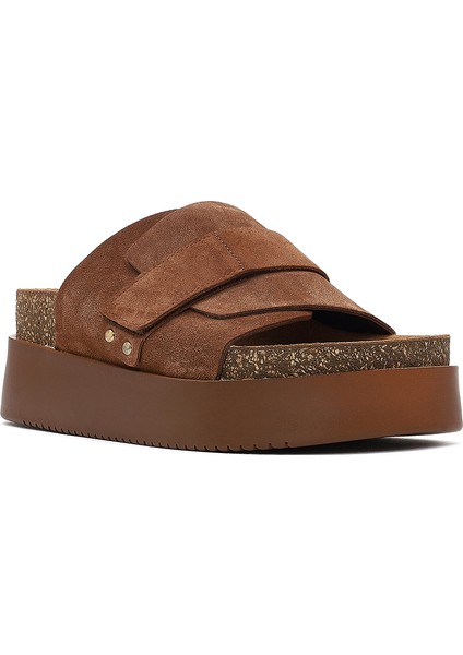 Kadın Taba Bantlı Kalın Tabanlı Süet Deri Terlik 25SFD132710