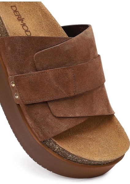 Kadın Taba Bantlı Kalın Tabanlı Süet Deri Terlik 25SFD132710