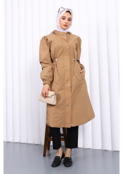 Vizon Çıtçıtlı Bel Lastikli Trençkot fiyatları