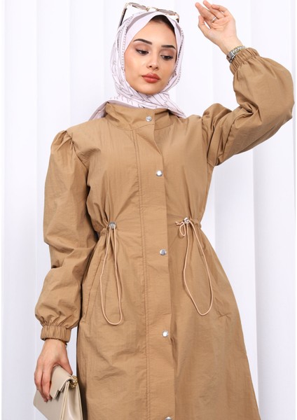 Vizon Çıtçıtlı Bel Lastikli Trençkot modelleri