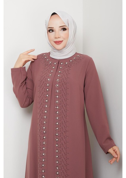 Papatya Taşlı Büyük Beden Anne Elbisesi modelleri