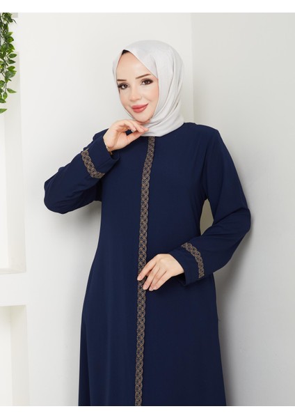 Gündelik Hac ve Umrelik Nakış ve Taş Detaylı Ferace