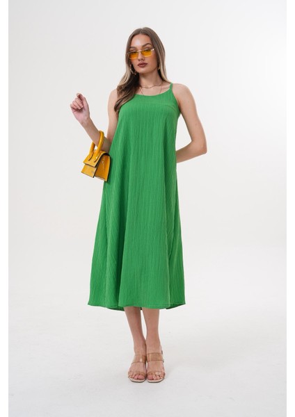 Aerobin Kumaş Comfort Kalıp Ip Askılı Elbise Yeşil fiyatları