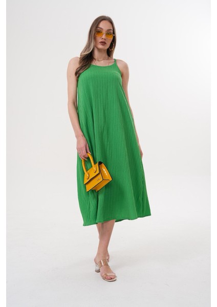Aerobin Kumaş Comfort Kalıp Ip Askılı Elbise Yeşil modelleri