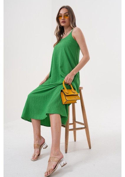 Aerobin Kumaş Comfort Kalıp Ip Askılı Elbise Yeşil indirimleri