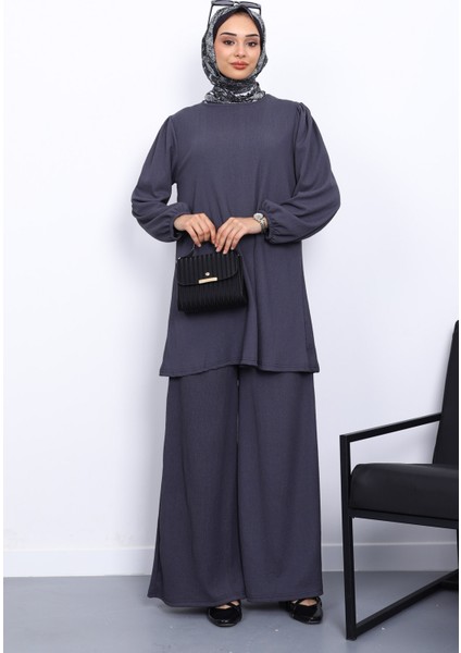 Füme Bürümcük Tunik Pantolonlu Takım