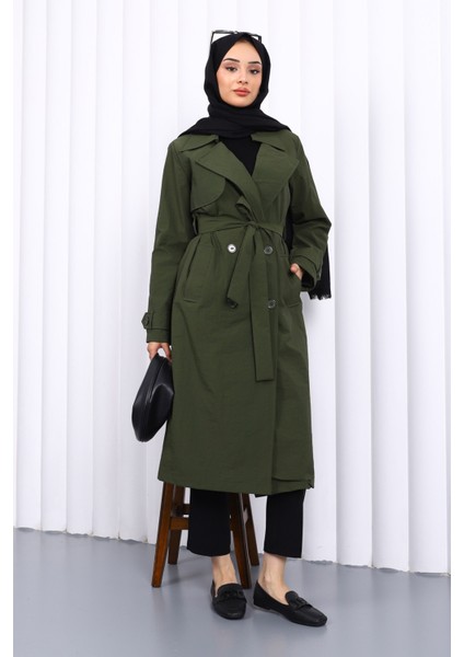 Haki Kruvaze Yaka Trençkot fiyatları