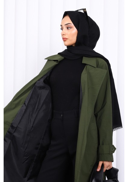 Haki Kruvaze Yaka Trençkot indirimleri