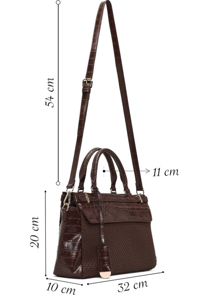 Kadın Kahverengi Uzun Askılı Desenli Kol Çantası 25SBD254214 fiyatları