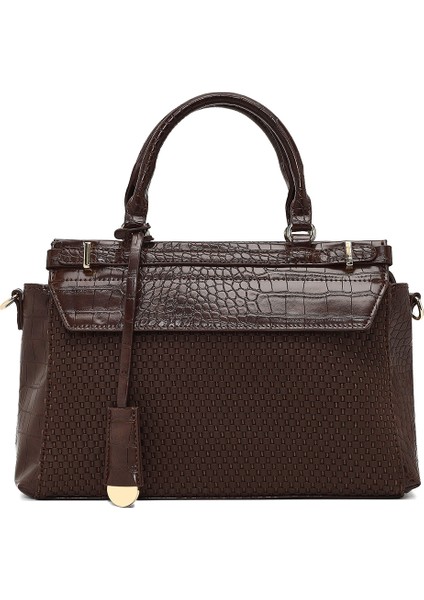 Kadın Kahverengi Uzun Askılı Desenli Kol Çantası 25SBD254214 modelleri