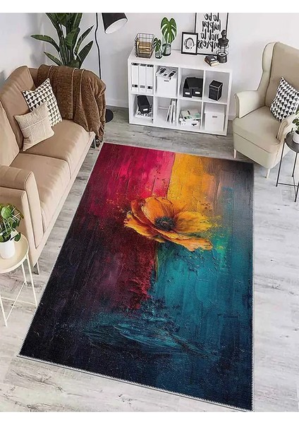 , Makinede Yıkanabilir, Kaymaz Taban, Dijital Baskı, Dikdörtgen, Çok Renkli, Salon Halısı, Oturma Odası Halısı, Mutfak Halısı