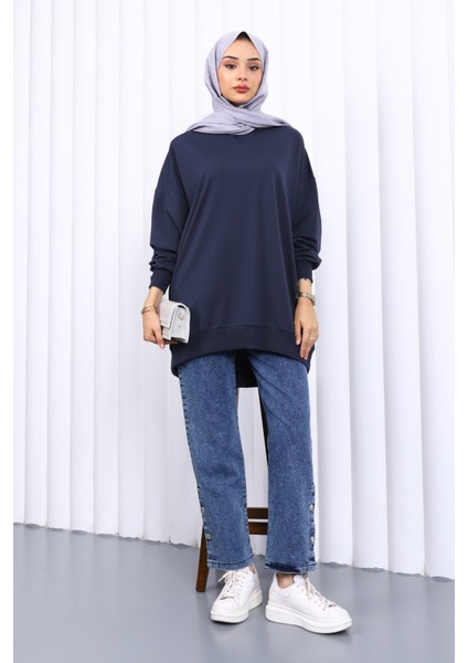 Antrasit Önü Kısa Arkası Uzun Oversize Sweatshirt