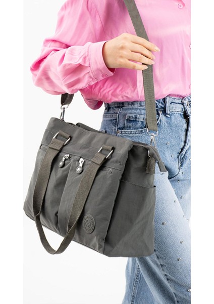 Kadın Büyük Boy Bölmeli Çanta Koyu Gri fırsatları