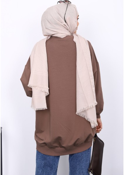 Koyuv Vizon Önü Kısa Arkası Uzun Oversize Sweatshirt fırsatları