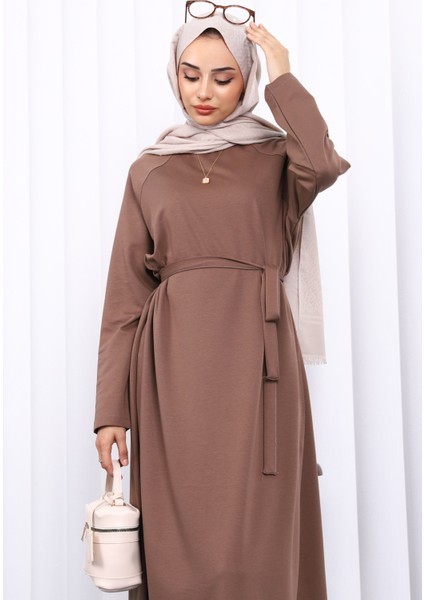 Koyuv Vizon Bisiklet Yaka Bel Kuşaklı Elbise modelleri