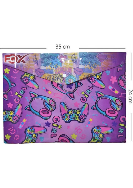 Müzik Desenli Çıt Çıtlı Zarf Dosya - 1 Adet